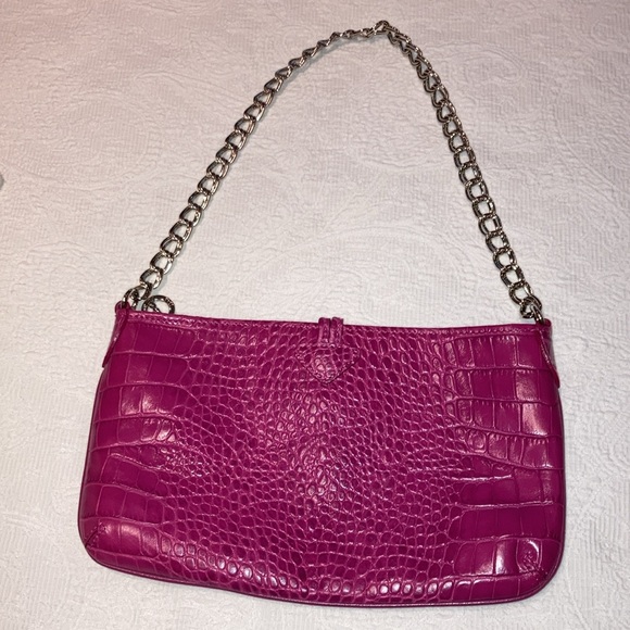 Longchamp Fuchsia Pink Roseau Crocodile Embossed Mini Purse - Picture 2 of 10